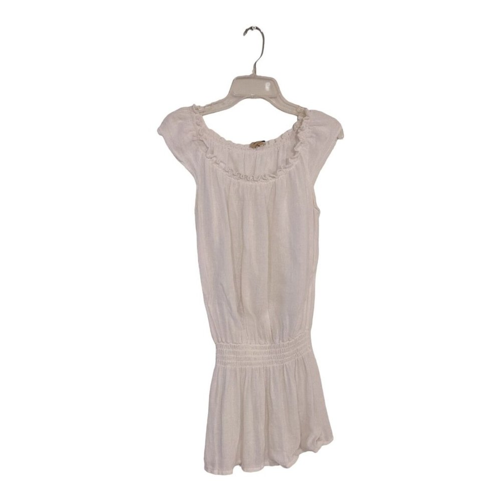 Ella Moss Women's Linen Cap Sleeve Cover Up White Dress Swimwear Size M